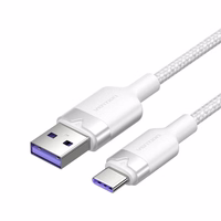 USB 2.0 A uz USB-C 6A Vention CTOWH 2M kabelis (balts)