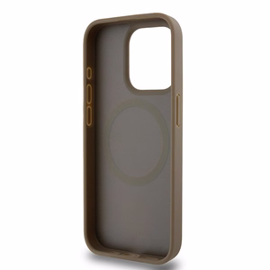 DKNY Ādas monogrammas raksta metāla logotips Magnētiskais viedtālruņa apvalks iPhone 15 Pro - brūna