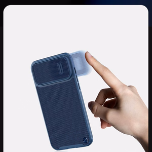 Nillkin Textured S viedtālruņa apvalks iPhone 14, bruņots vāciņš ar kameras vāciņu, melns