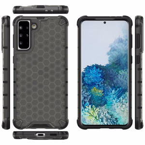 Šūnveida dizaina viedtālruņa apvalks bruņots pārsegs ar gēla rāmi Samsung Galaxy S22 + (S22 Plus) melns
