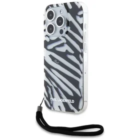 Karl Lagerfeld IML Zebra raksta un auklas viedtālruņa apvalks iPhone 15 Pro Max - melns