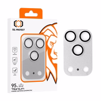 Tempered stikls Tel Protect 95% AR+AF Full Metal kameras aizsargs on camera for Iphone 17 Pro sudraba (camera island)