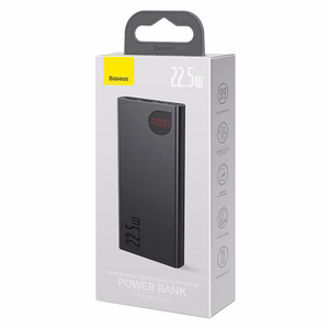 Powerbank Baseus Adaman Metal, 10000mAh, 2xUSB, USB-C, Lightning, MicroUSB 22.5W (melns)