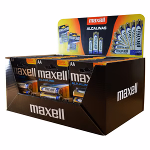 Maxell Alkaline LR6 AA 4-pack display (30 blister packs / 120 batteries)