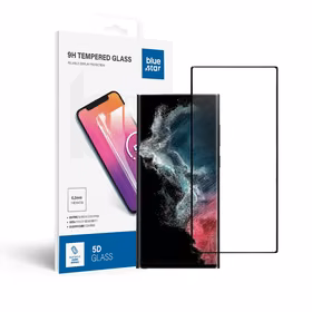Aizsargstikls Blue Star - SAMSUNG Galaxy S22 Ultra ar pilnu ekrānu (ar pilnu līmējumu, piemērots korpusam) - melns