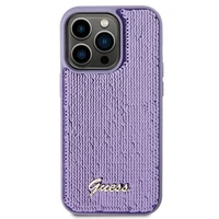 Guess Sequin Script Metal viedtālruņa apvalks iPhone 15 Pro - violeta