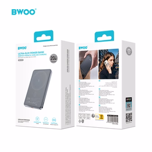 BWOO Ultra Slim Portatīvais lādētājs 5000mAh with magnetic charging P79 pelēks