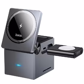 Bezvadu charging station Hoco 3in1 (CQ8) (MagSafe) (Phone; Pods; Watch) 15W melns