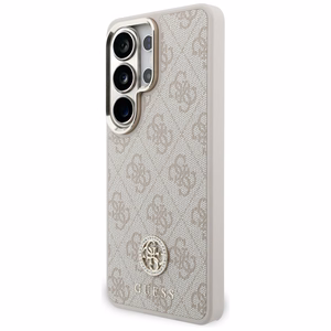 Guess 4G Big Rhinestone Triangle Strap MagSafe maciņš + siksniņa Samsung Galaxy S26 Ultra rozā