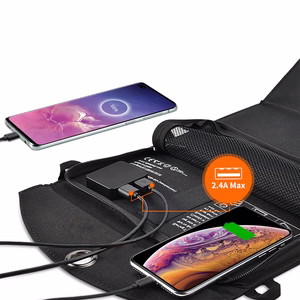 Choetech SC001 saules bateriju salokāms lādētājs 19W 2x USB-A - melns