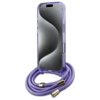 Guess Crossbody Cord Script Magnētiskais viedtālruņa apvalks iPhone 16 Pro Max - violets