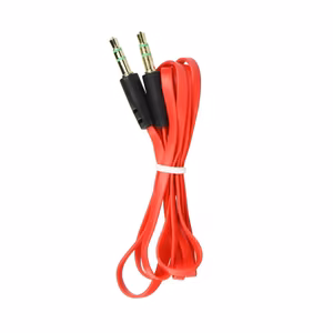 Kabelis AUX Jack 3,5 mm (vīriešu) uz Jack 3,5 mm (vīriešu) plakans 1 m sarkans