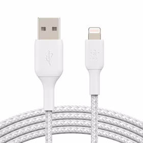 USB kabelis Belkin Boost Charge Braided USB-A to Lightning 1,0 m balts