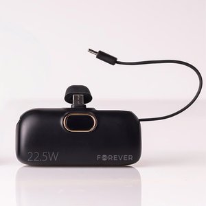 Forever mini portatīvais lādētājs MTB-100 22.5W 5000 mAh USB C melns
