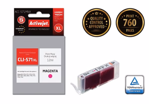 Activejet ACC-571MNX – fuksīna tintes kasetne, aizstāj Canon CLI-571XL M, 12 ml, Supreme