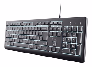 Trust Primo izgaismota tastatūra mājas/biroja USB QWERTY US English melna