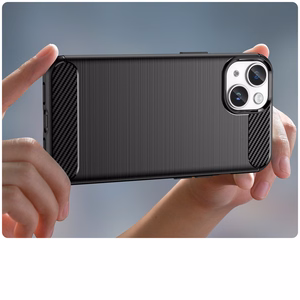 Carbon viedtālruņa apvalks iPhone 14 Plus elastīgs gēla aizmugures vāks melns