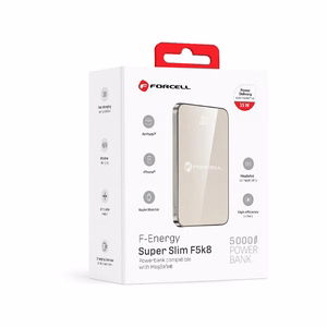 Portatīvais lādētājs saderīgs ar MagSafe Forcell F-Energy SuperSlim F5K8 QC4.0 PD3.0 15W 5000 mAh titāna dykuma krāsa