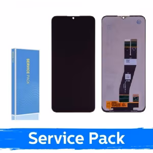 LCD Displejs Saderīgs ar Samsung A037G A03s EU Melns (Service Pack / Aftermarket)(NF version)