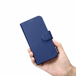 iCarer Maki apvalks 2in1 vāks iPhone 14 Pro Max Anti-RFID ādas atverams apvalks zils (WMI14220728-BU)