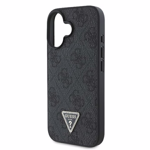 Guess ādas metāla logotipa Strass soma ar siksniņu viedtālruņa apvalks iPhone 16 - melns