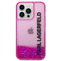 Karl Lagerfeld Liquid Glitter Elong viedtālruņa apvalks iPhone 14 Pro - rozā