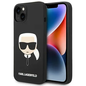 Karl Lagerfeld Silikona Karl's Head Magnētiskais viedtālruņa apvalks iPhone 14 Plus - melns