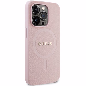 Guess GUHMP14LPSAHMCP viedtālruņa apvalks iPhone 14 Pro - rozā Saffiano Magnētiskais