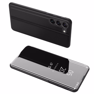Viedtālruņa apvalks Clear View Case Samsung Galaxy S23+ atverams apvalks melns