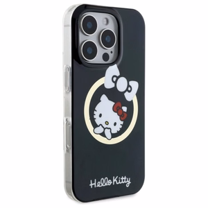 Hello Kitty IML Jautrā lente magnētiskais iPhone 16 Pro Max viedtālruņa apvalks - melns