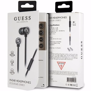 Guess GUEPWIBK vadu 3,5 mm austiņas, melnas un sudrabainas