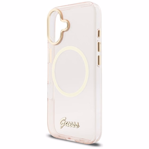 Guess IML Script Metal MagSafe Maciņš for iPhone 17 - rozā