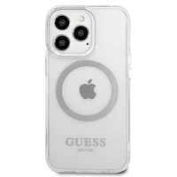 Guess Metal Outline Magnētiskais MagSafe viedtālruņa apvalks iPhone 13 Pro / iPhone 13 - sudraba