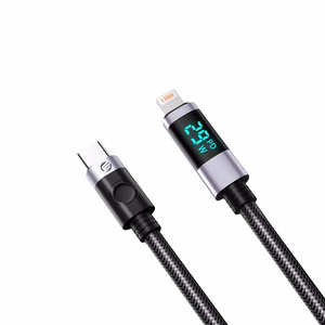 Orico LDC2L USB-C–Lightning PD, 29 W, 480 Mbps kabelis ar LED displeju, 2 m – melns