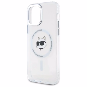 Karl Lagerfeld IML Metāla Choupette galva MagSafe apvalks iPhone 12 - balts