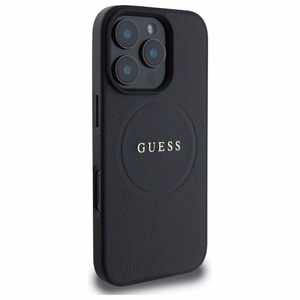 Guess graudainais zelta gredzena magnētiskais viedtālruņa apvalks iPhone 16 Pro Max - melns