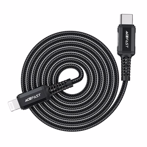 Acefast C4-01 Lightning - USB-C PD kabelis 30W 3A 480Mb/s 1.8m - melns