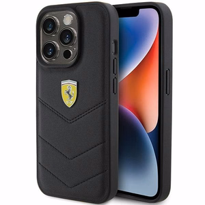Ferrari dygsnots metāla logotipa apvalks iPhone 15 Pro – melns