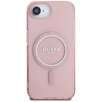 Guess IML Glitter Circle magnētiskais viedtālruņa apvalks iPhone 16e - rozā