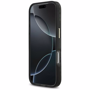 Guess leoparda spīdīgs magnētiskais viedtālruņa apvalks iPhone 17 Pro melns