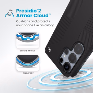 Speck Presidio2 Grip Magnet vāciņš ierīcei Samsung Galaxy S25 Ultra, melns / slānekļa pelēks