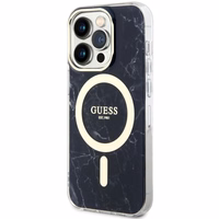 Guess GUHMP14XPCUMAK iPhone 14 Pro Max 6.7" melns cietais apvalks Marble Magnētiskais