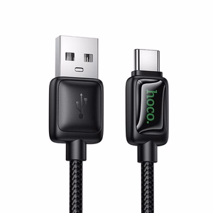 Kabelis ar LCD USB A uz USB C Hoco 3A 1,2 m U146 melns