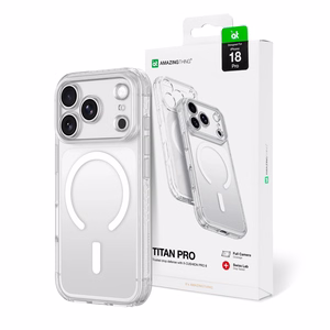 AmazingThing Titan Pro Lens maciņš modelim iPhone 18 Pro, ar kameras aizsargu un siksniņas stiprinājumu, saderīgs ar MagSafe – krāsa: caurspīdīga