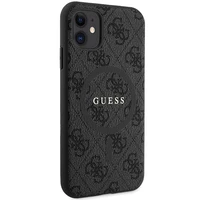 Guess GUHMN61G4GFRK iPhone 11 6.1" XR melns kvetasis apvalks 4G Kolekcija Ādas Metāla Logo MagSafe - melns