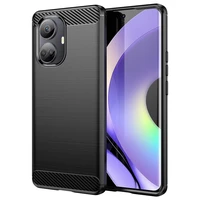 Carbon Case viedtālruņa apvalks Realme 10 Pro+ elastīgs silikona oglekļa pārklājums melns