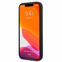 Guess GUHMP13MLSLMGBK viedtālruņa apvalks iPhone 13 6.1" melns cietais silikona ar zelta logotipu MagSafe