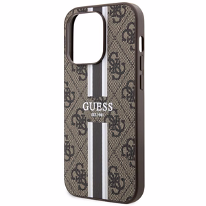 Guess GUHMP14XP4RPSW iPhone 14 Pro Max 6.7" brūns/brūns cietais apvalks 4G Printed Stripes MagSafe