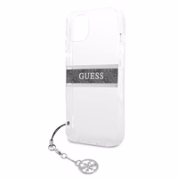 Guess GUHCP13SKB4GGR iPhone 13 mini 5.4" caurspīdīgs cietais apvalks 4G Pelēka Siksniņas Šarms