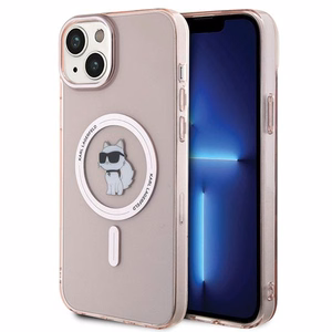 Viedtālruņa apvalks Karl Lagerfeld IML Choupette Magnētiskais MagSafe iPhone 15 Plus - rozā (m)